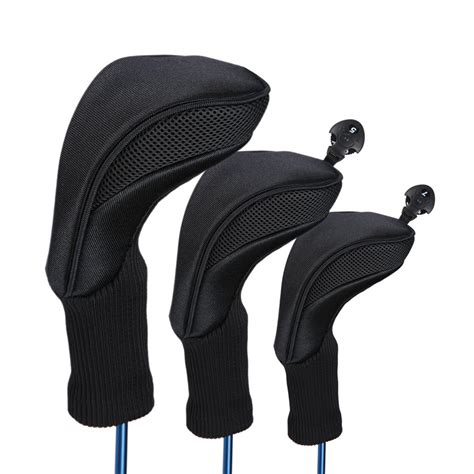 black golf head covers driver 1 3 5 fairway woods headcovers for golf club r7j4 ebay