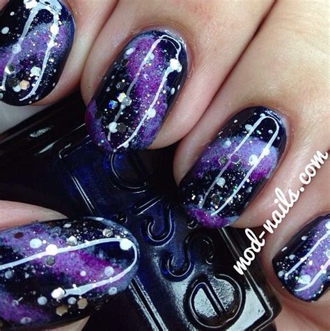 Purple Galaxy Nail Art By Modnails On Instagram Galaxy Nails Nail