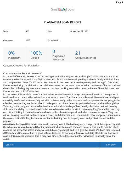 Plagiarism Report 4 - Forensic Heroes IV is a movie about solving