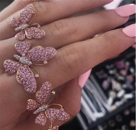 Nails Yellow Pink Nails Pink Manicure White Nails Butterfly Ring