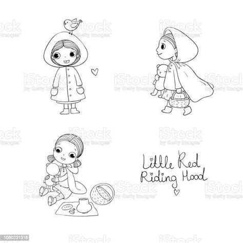 Küçük Kırmızı Hood Peri Kuyruk Sürme Sevimli Çizgi Film Kız Karakteri