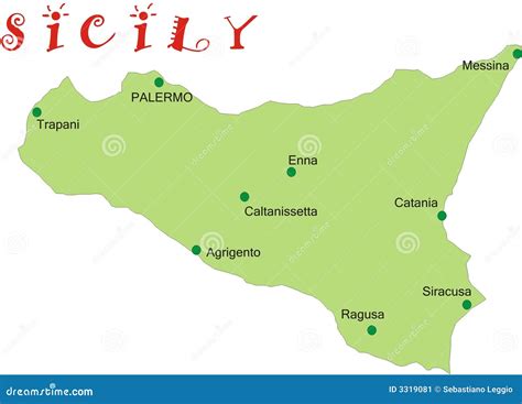 Map Of Sicily Stock Vector Image Of Catania Mediterranean 3319081