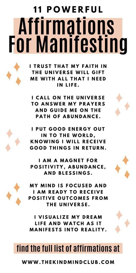 Powerful Affirmations For Manifesting Affirmations Affirmation