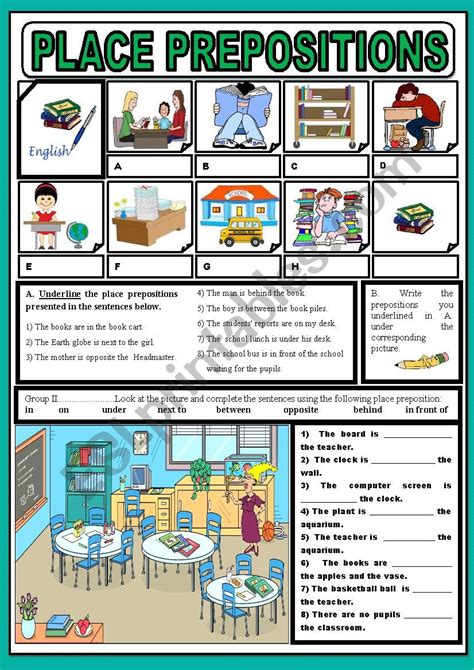 Prepositions Of Place Esl Worksheet By Evelinamaria 834