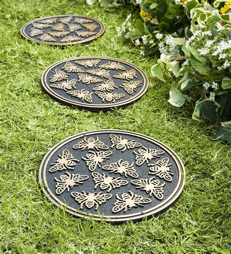 Recycled Rubber Garden Pathway Round Stepping Stones Set Of 3