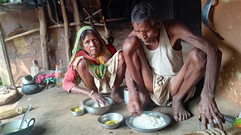 Village Old Poor Grandma And Grandpa What Type Food Eating In Their Dally Life Actual Village