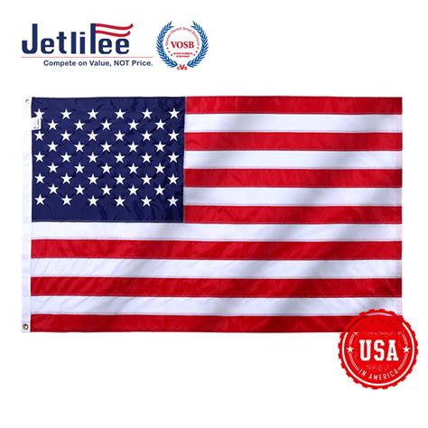 Jetlifee 2x3 Ft Usa Flag 200d Nylon American Flag With Emboridered