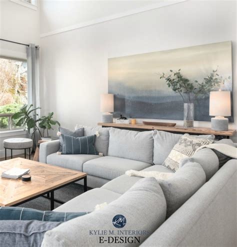Living Room With Large Gray Sectional With Large Canvas
