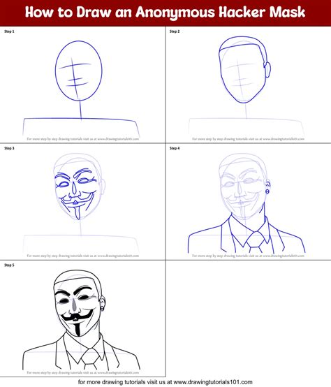 How To Draw An Anonymous Hacker Mask Printable Step By Step Drawing