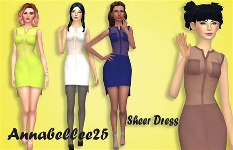 Annabellee25 Sims 4 Clothing Sheer Dress Sims 4