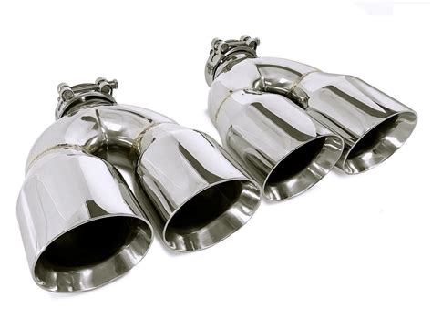 Pair Stainless Steel Universal Dual Exhaust Tips 35 Parts For Sale