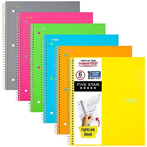 Five Star Spiral Notebooks 1 Subject College Ruled Paper 100 Sheets