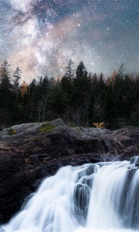 Waterfall Milky Way Stars During Nighttime 4k Hd Nature Wallpapers Hd