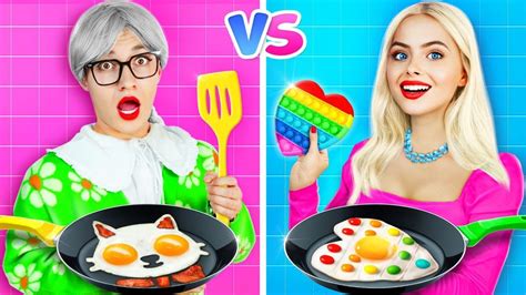 me vs grandma cooking challenge secret cooking hacks and tips for kitchen by ratata challenge