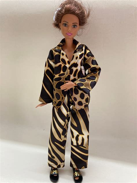 Silk Pajamas With Robe For Barbie Doll Etsy