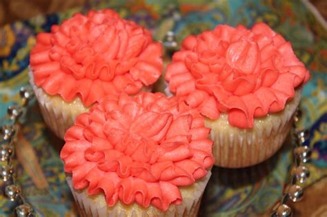 Cupcake With Coral Ruffles Birthday Cupcakes Shower