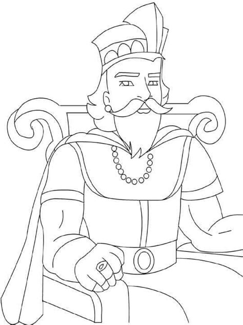 Rey Sentado En La Silla Para Colorear Imprimir E Dibujar Dibujos