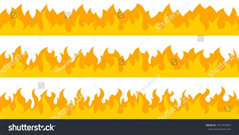 Cartoon Fire Flame Frame Borders Seamless Stock Vector Royalty Free
