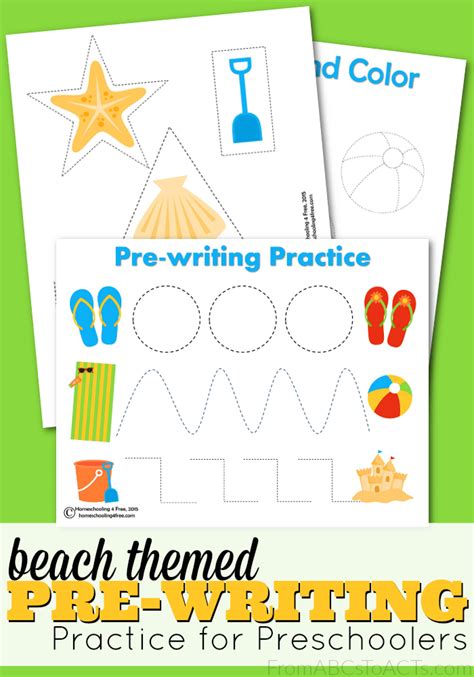 Beach Themed Pre Writing Practice For Preschoolers From Abcs To Acts