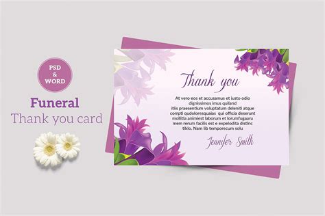 Funeral Thank You Card Template Thank You Notes Funeral Etsy