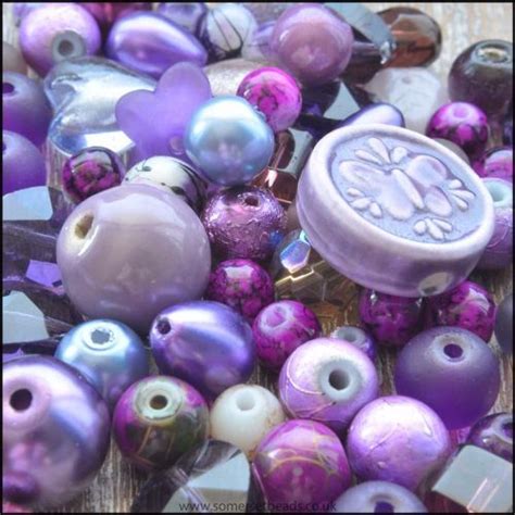 Buy Purple Bead Mix For Jewellery Making Somerset Beads Ceramic