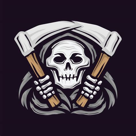 Skull Grim Reaper With The Sickle Logo Vector Illustration 3789636