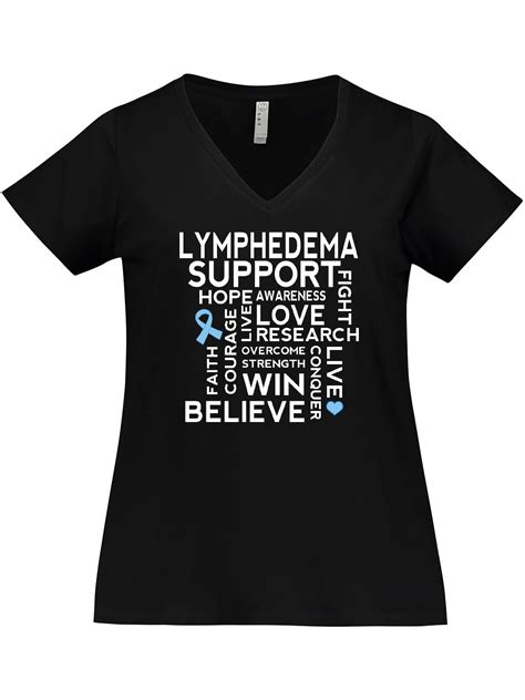 Inktastic Lymphedema Awareness Support Womens Plus Size V Neck T Shirt