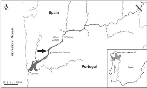 Map Of The River Minho Estuary Caminha Valenc ̧ A And The Study Area