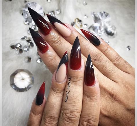 Black And Red Stilettos Red Ombre Nails Black Ombre Nails Black