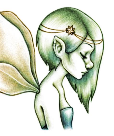 Fairy Colored By Unsteadily On Deviantart Easy Fairy Drawing Easy