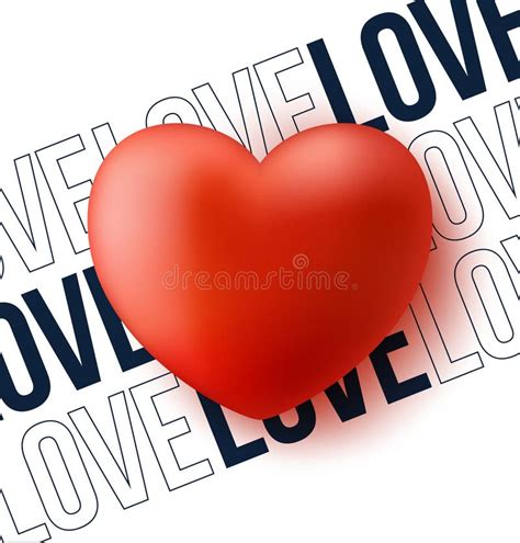 Red Heart With Text Love Vector Illustration Valentine Day Vector Love