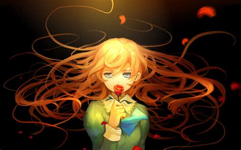 Animiesme Anime Girl Holding Rose