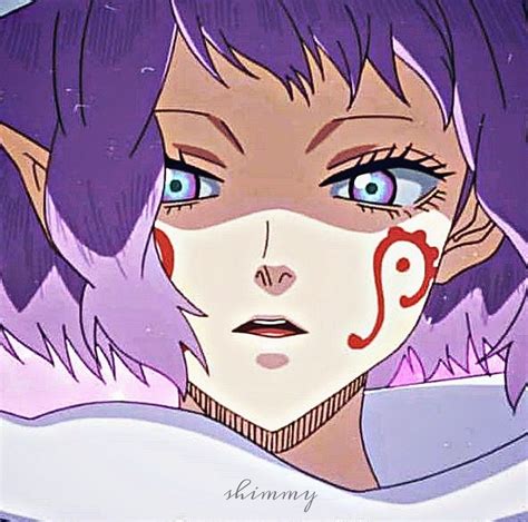 An Anime Character With Blue Eyes And Purple Hair
