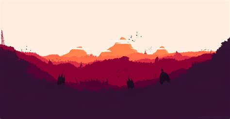 Landscape Firewatch Flying Mountains Mountain Pass Pixel Art