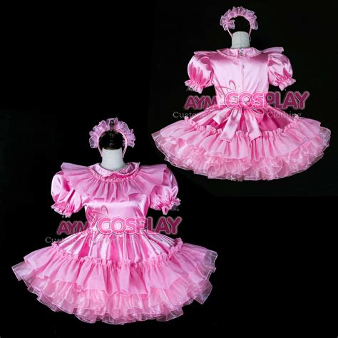 clothing shoes and accessories pink sissy maid satin dress uniform lockable tailor made costume