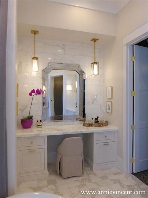 Once you add a dressing table to your bathroom design you will use this wonderful furniture piece very often. Makeup Vanity Mirrors - Transitional - bathroom - Caitlin ...