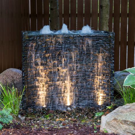 aquascape stacked slate spillway wall water feature in 2020 water