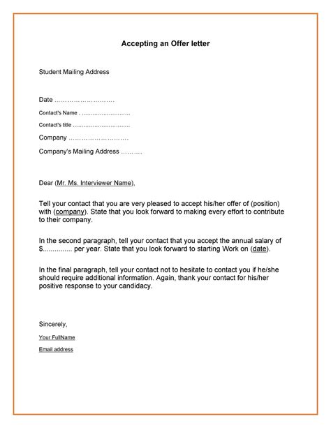 40 Professional Job Offer Acceptance Letter And Email Templates