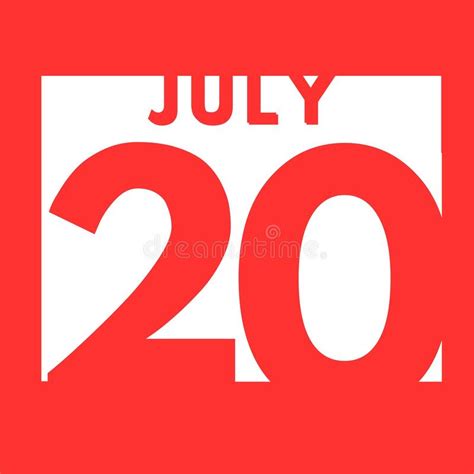 July 20 Flat Modern Daily Calendar Icon Date Day Month Stock