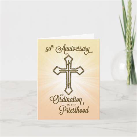 Priest 50th Anniversary Of Ordination Gold Cross Card Uk