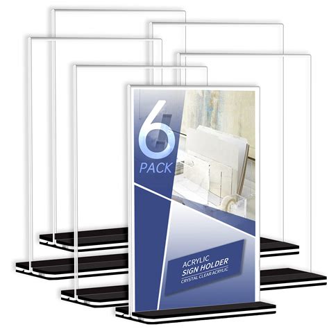acrylic sign holder 8 5x11 inches plastic sign holder paper holder 6 pack t shape table top