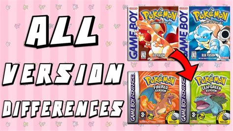 Pokemon Version Differences Red And Blue Vs Firered And Leafgreen Youtube