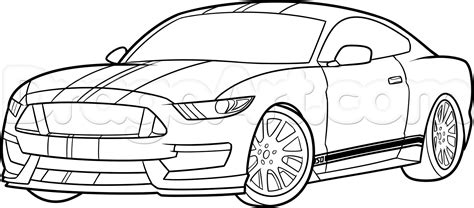 How To Draw A Ford Mustang Car Step By Step Mustang Cars Ford
