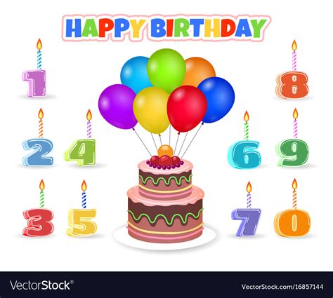 Cartoon Birthday Cake With Balloons Royalty Free Vector