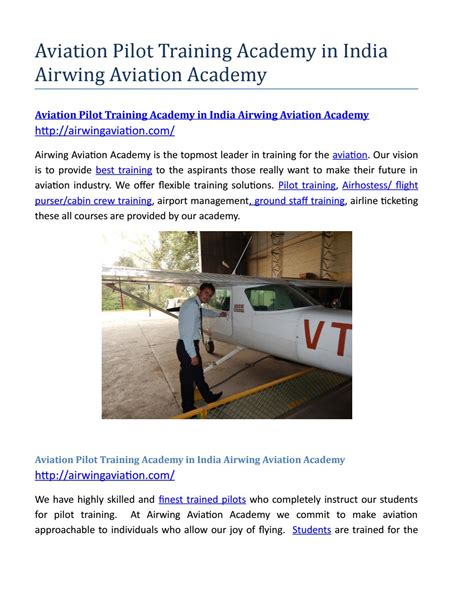 Aviation Pilot Training Academy In India Airwing Aviation Academy By