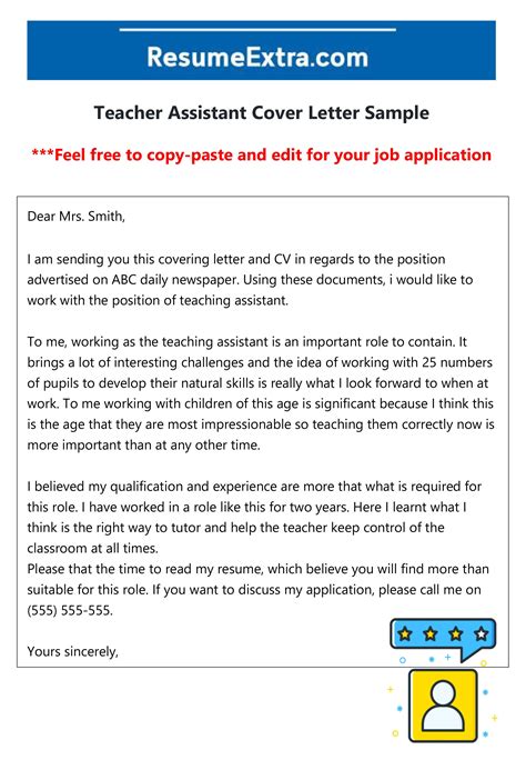 Free Teacher Assistant Cover Letter Teacher Assistant Cover Letter
