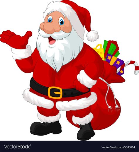 Happy Santa With Sack Royalty Free Vector Image