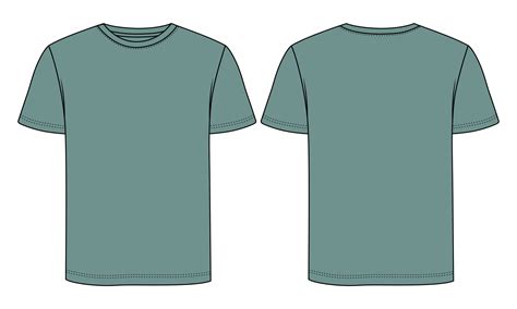 Regular Fit Short Sleeve T Shirt Technical Sketch Fashion Flat Template