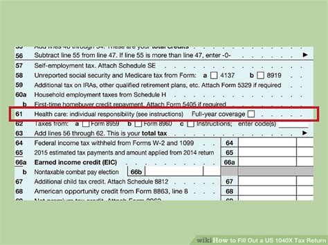 How To Fill Out A Us 1040x Tax Return With Form Wikihow