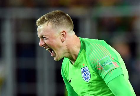 Goalkeeper for @everton and @england. Jordan Pickford makes wonder save and sticks two fingers ...